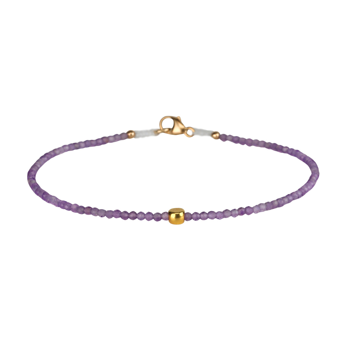 Faceted Amethyst Beaded Bracelet with 18K Organic Bead &amp; Clasp