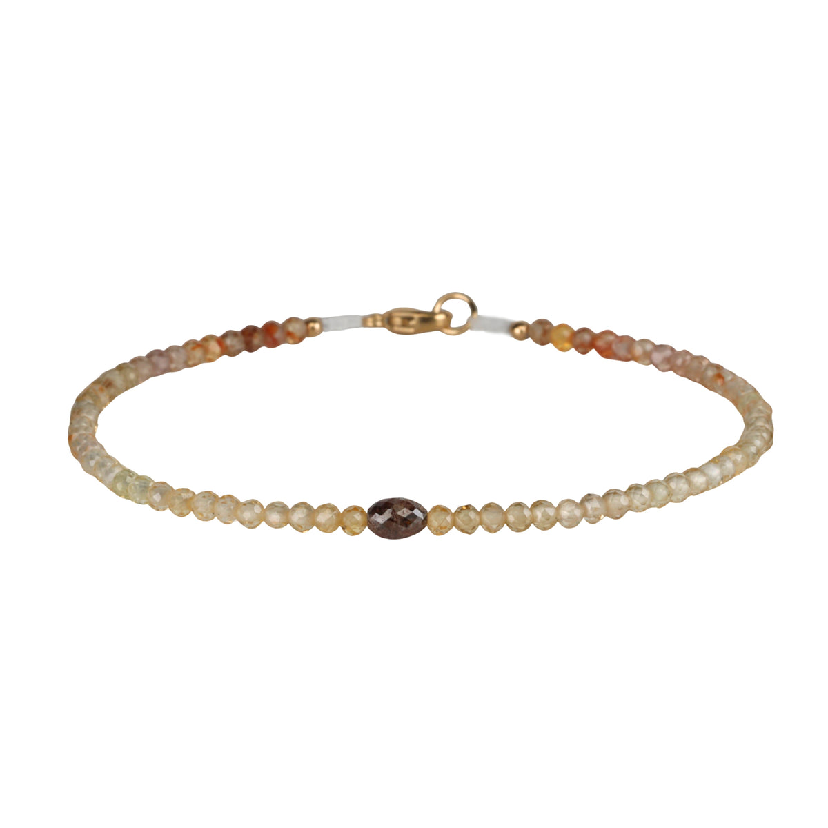 Faceted Zircon Bracelet with Single Grey Diamond Bead