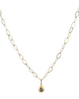 22K & 18K Frame Bezel-Set Teardrop Sri Lankan Blue Sapphire Pendant