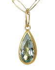22K & 18K Bezel-Set Faceted Teardrop Aquamarine Pendant