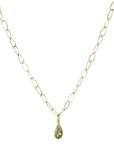 22K & 18K Bezel-Set Faceted Teardrop Aquamarine Pendant