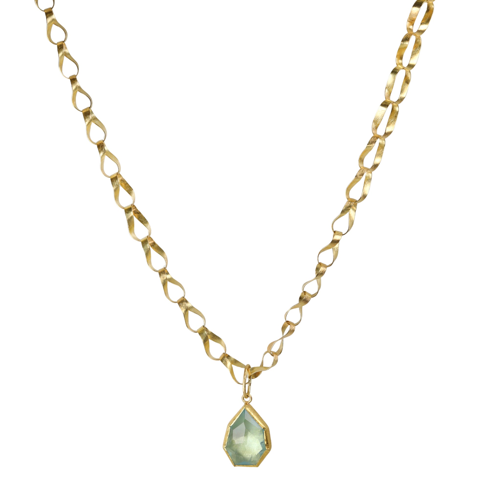 22K &amp; 18K Bezel-Set Faceted Freeform Aquamarine Pendant