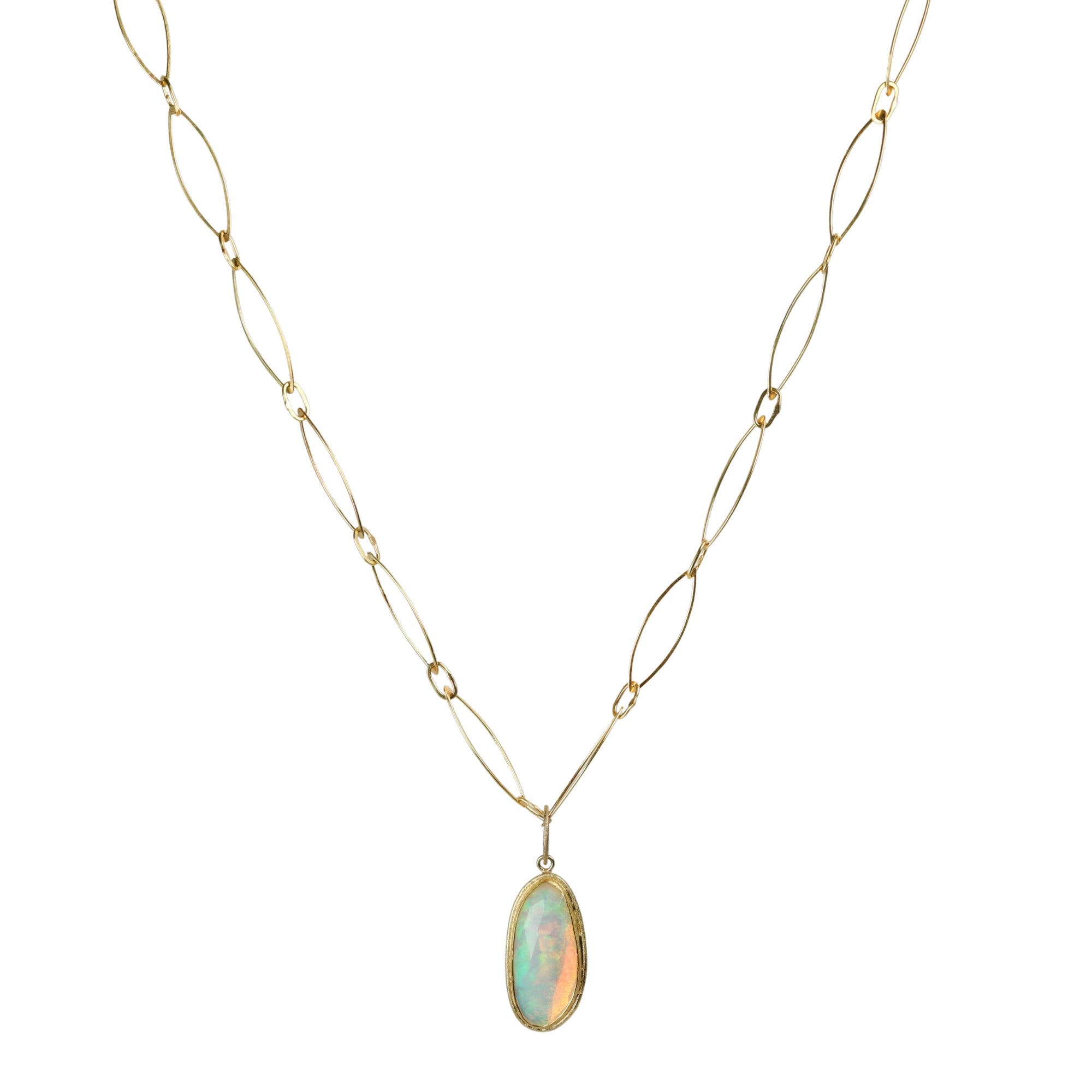 22K &amp; 18K Bezel-Set Freeform Rosecut Faceted Ethiopian Opal Pendant