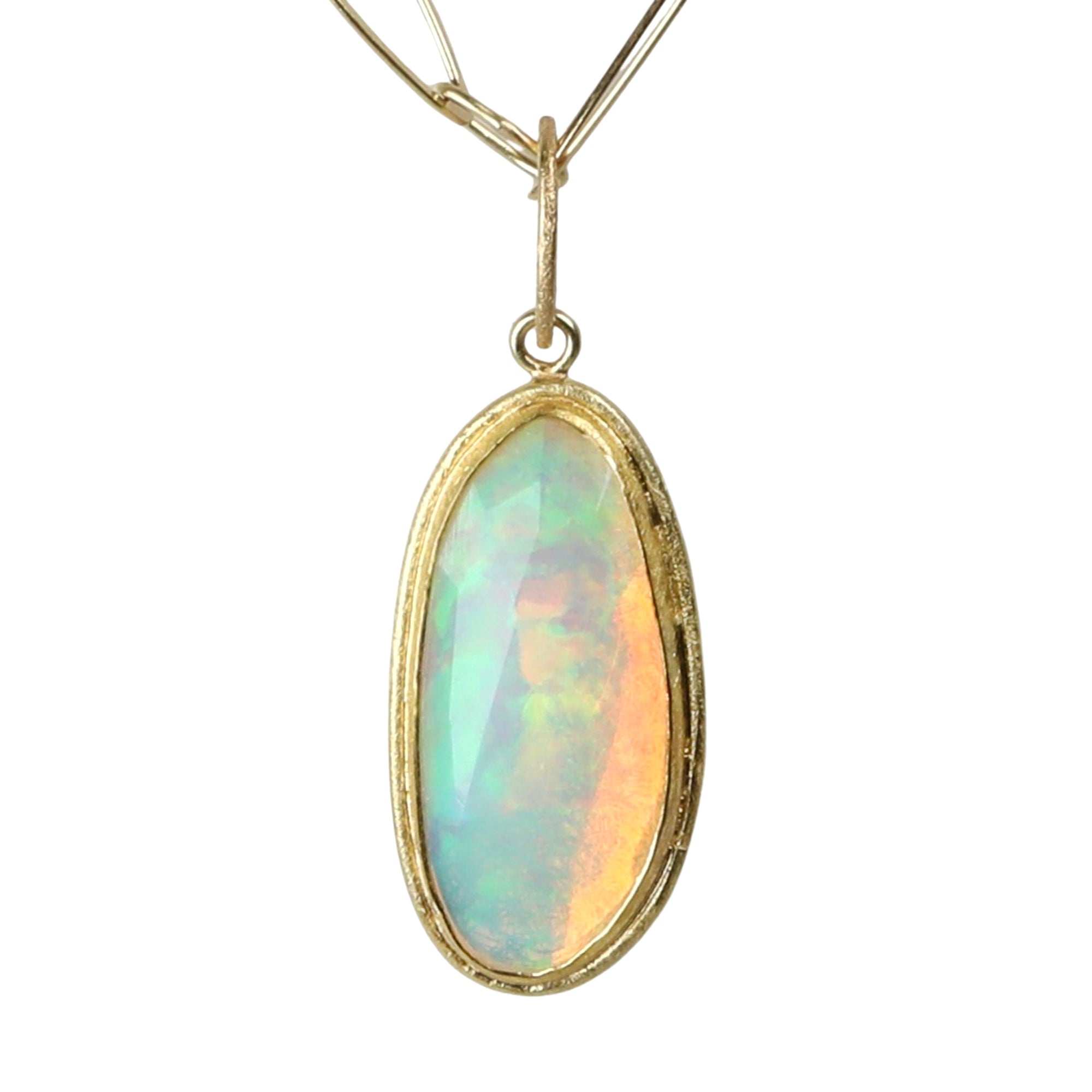 22K &amp; 18K Bezel-Set Freeform Rosecut Faceted Ethiopian Opal Pendant