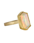 22K & 18K Bezel-Set North/South Hexagonal Faceted Ethiopian Opal Ring