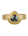 22K & 18K Double Frame Bezel-Set Teardrop Sri Lankan Blue Sapphire Ring