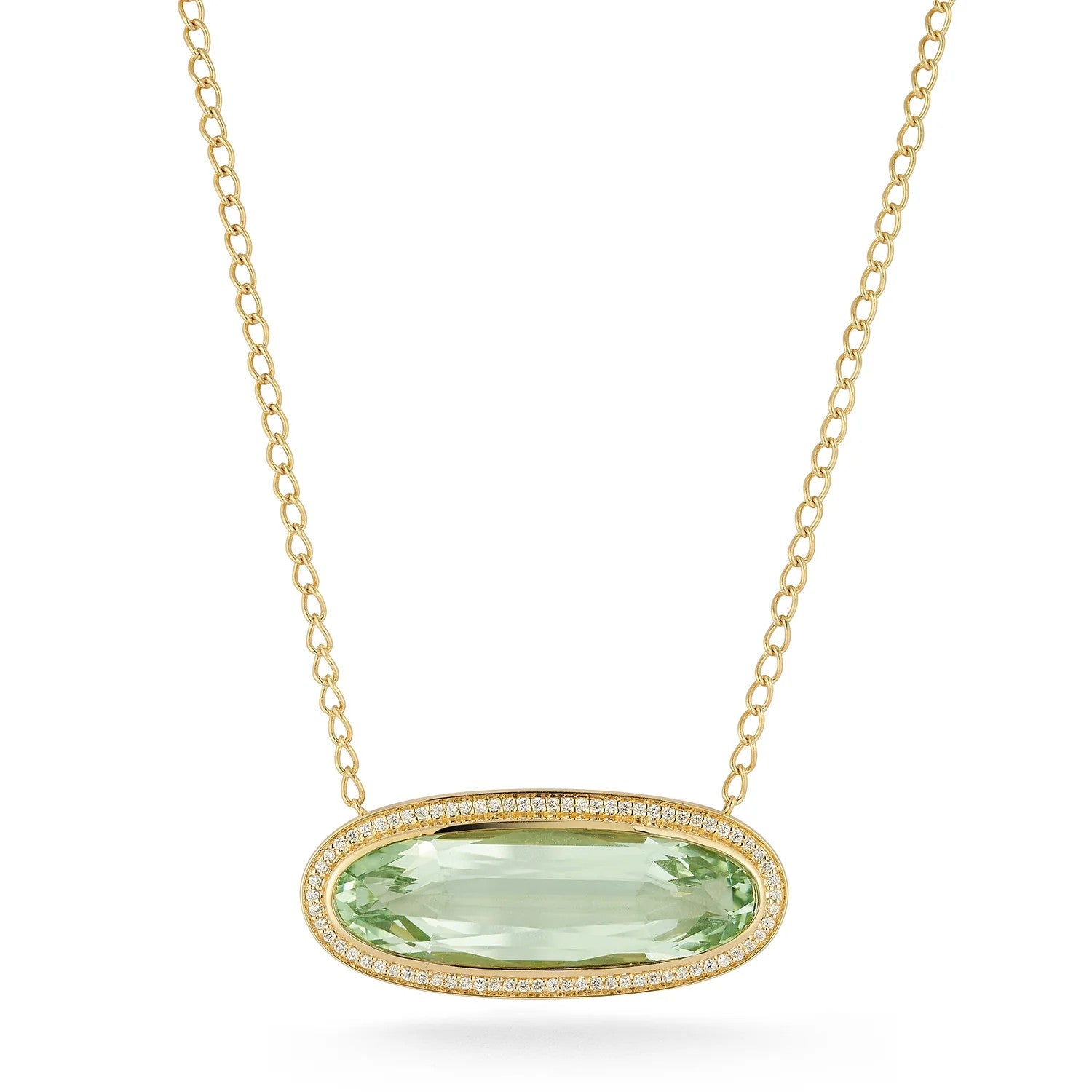 18 Karat Yellow Gold "Horizon" Necklace Featuring Mint Green...