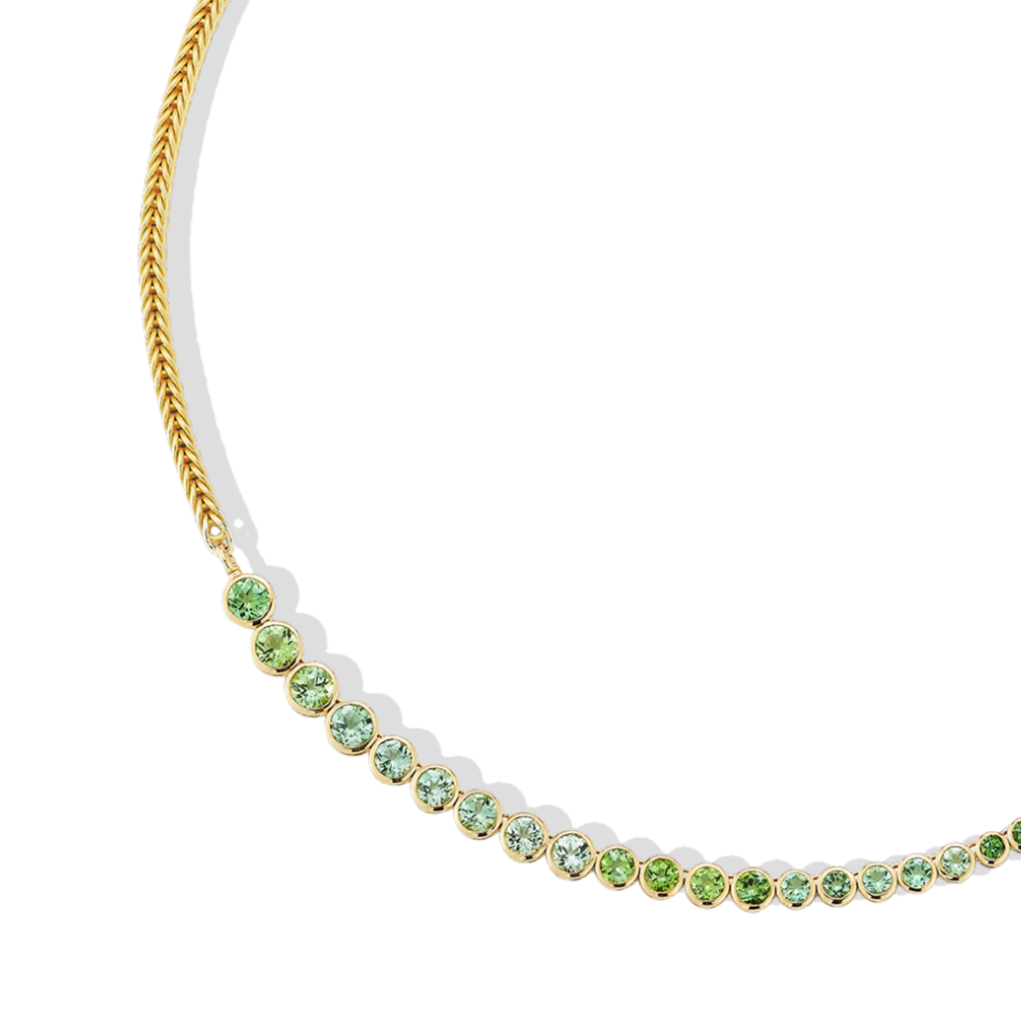 18K Asymmetrical Graduated Bezel-Set Mint Tourmaline "Bubble" Necklace