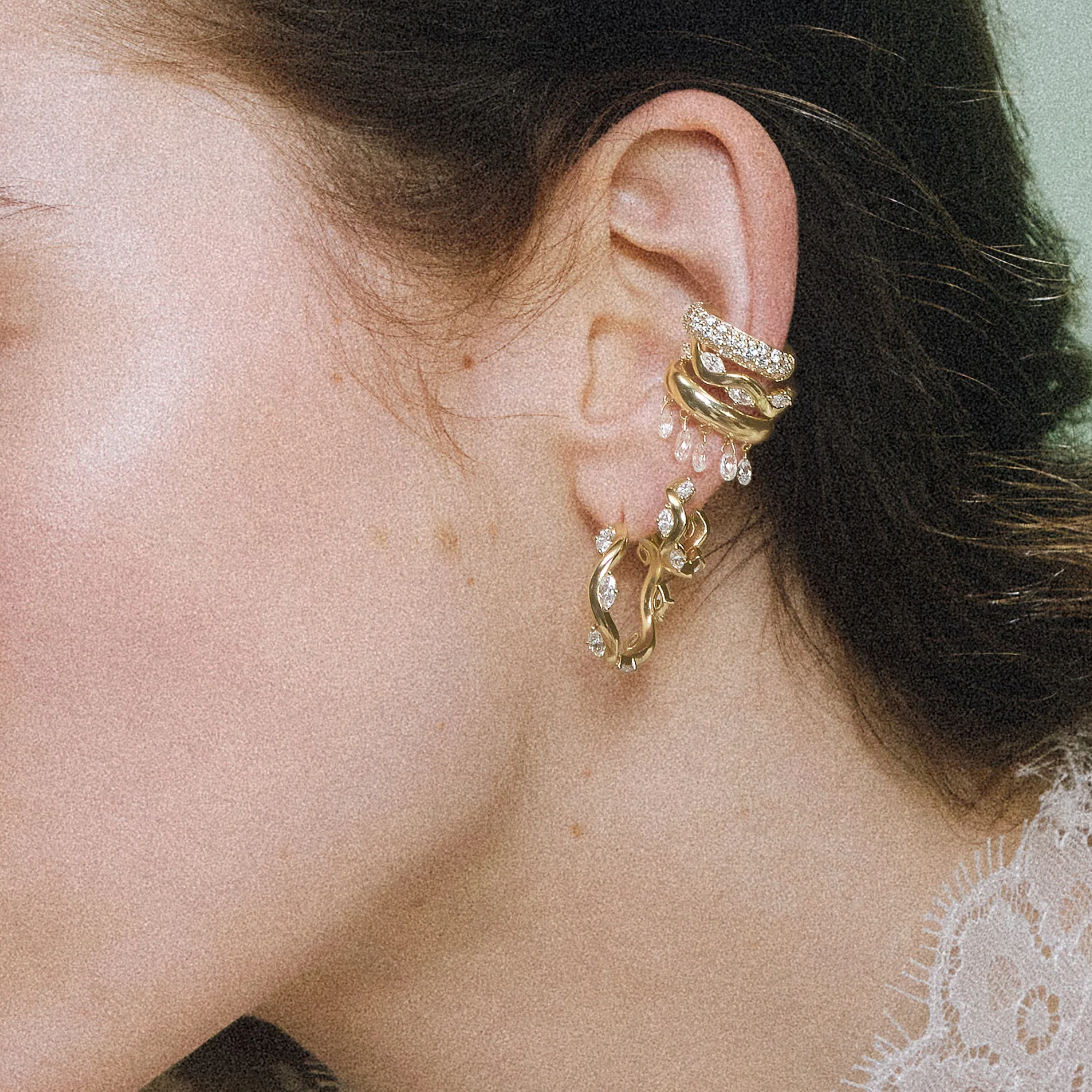 18K &amp; Marquise Diamond Large "Constellation" Hoops