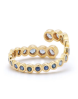 18K & Graduated Ombre Blue Sapphire "Open Wave" Ring