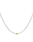 Faceted Aquamarine Beaded Necklace with Brushed 18K Rounded Oval Bead