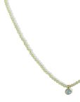 Faceted Peridot Beaded Necklace with 18K Bezel-Set Cabochon Aquamarine Pendant