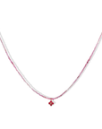 Faceted Pink Ombre Ruby Beaded Necklace with Ruby Flower Pendant