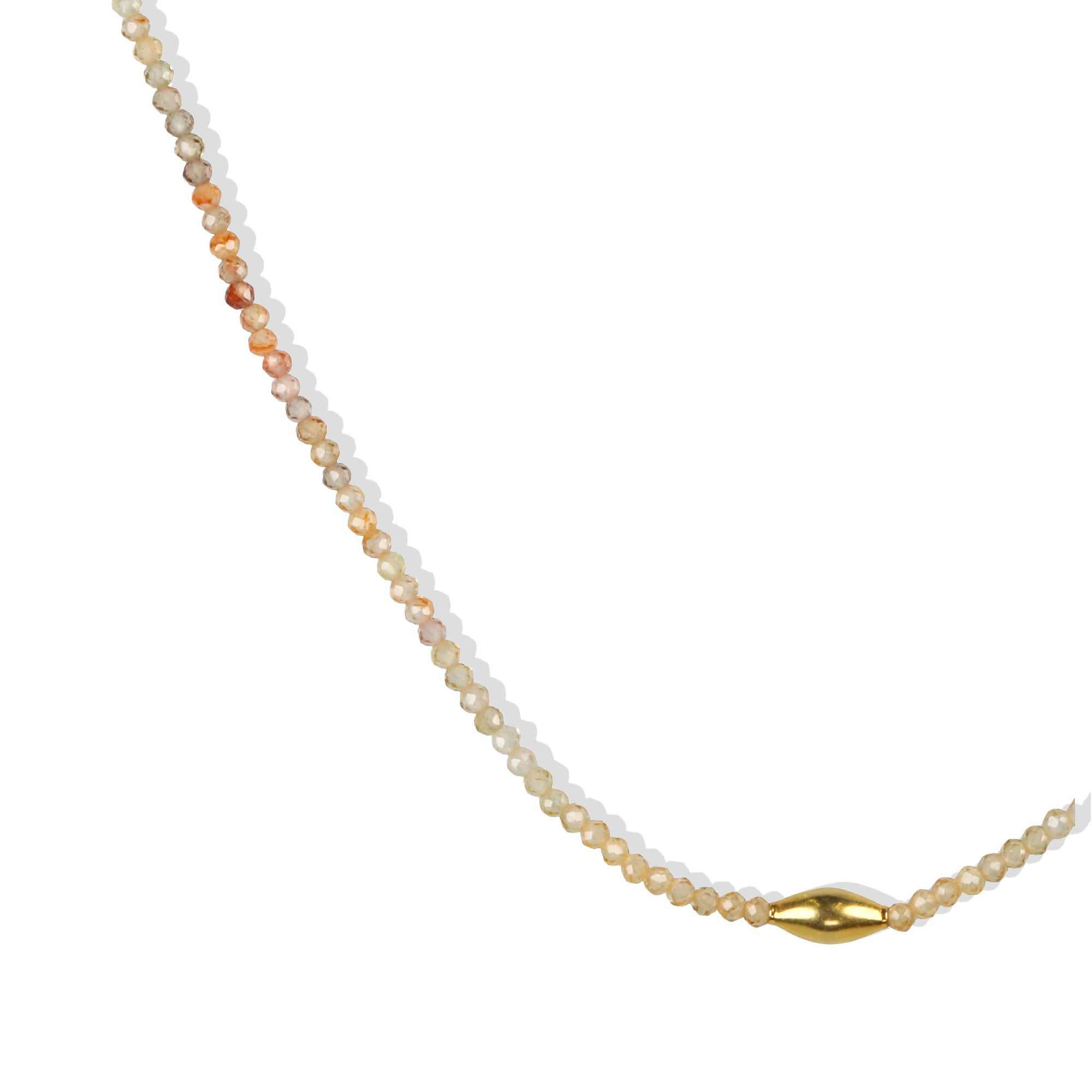 Faceted Ombre Neutral Zircon Beaded Necklace with 18K Rounded Marquise Bead
