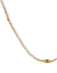 Faceted Ombre Neutral Zircon Beaded Necklace with 18K Rounded Marquise Bead