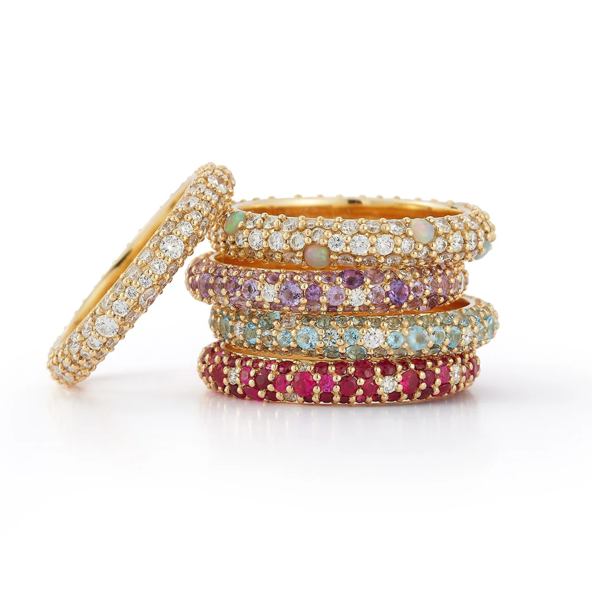 18K "Thin Tidepool" Ring with Opals &amp; Diamonds