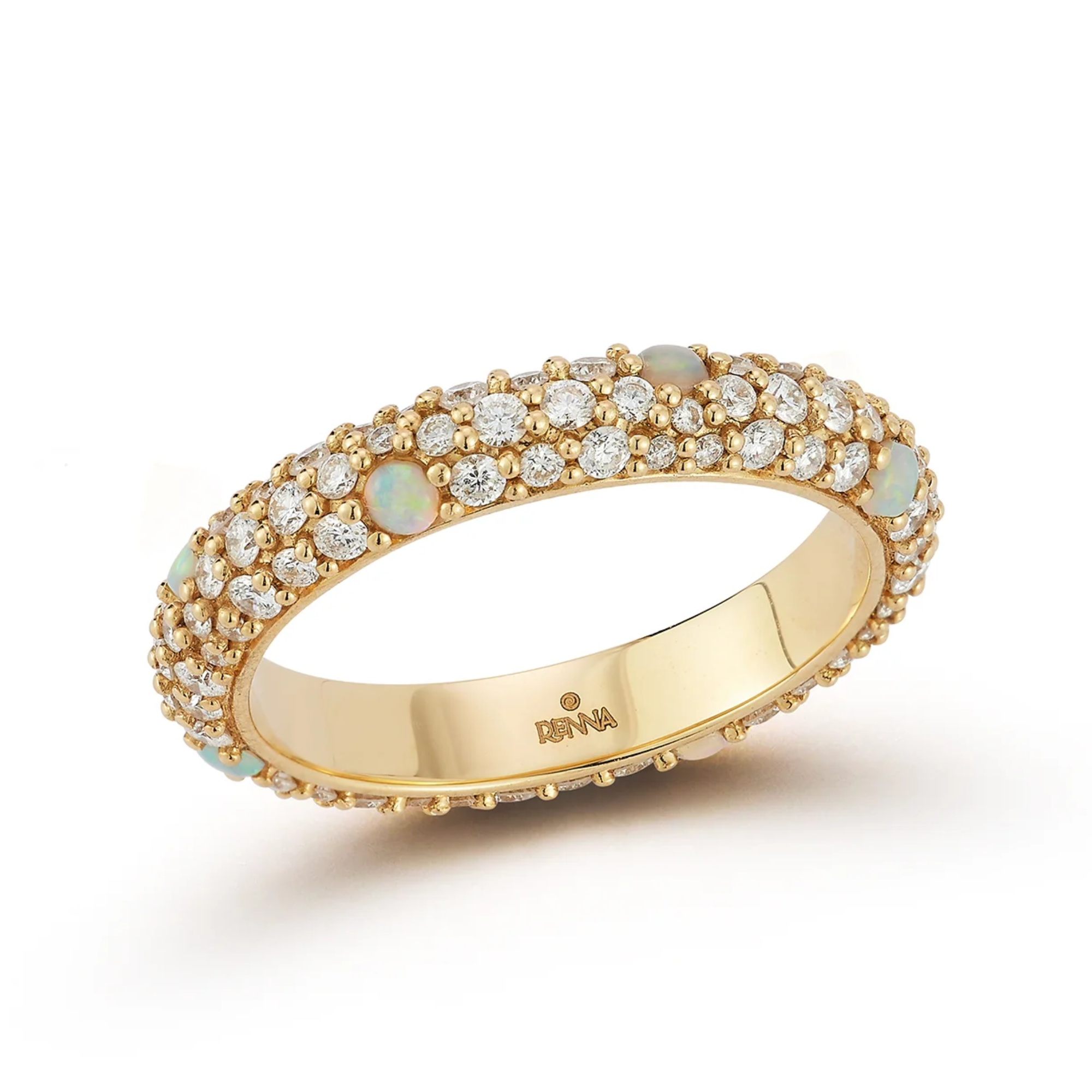 18K "Thin Tidepool" Ring with Opals &amp; Diamonds