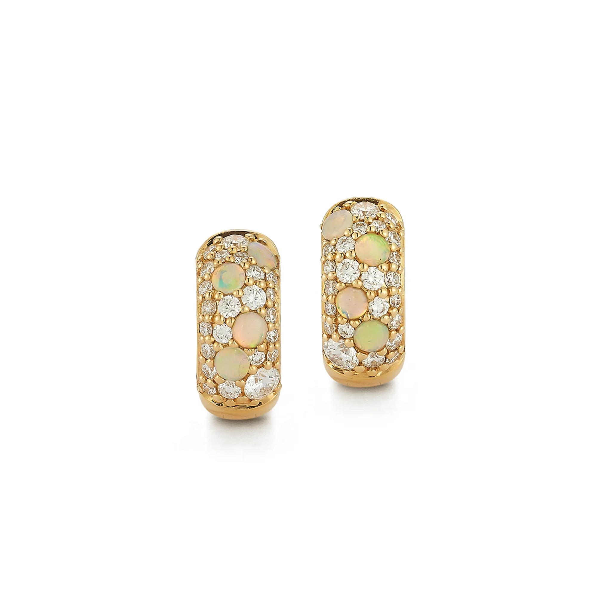 18K Opal &amp; Diamond "Tidepool" Huggie Hoops