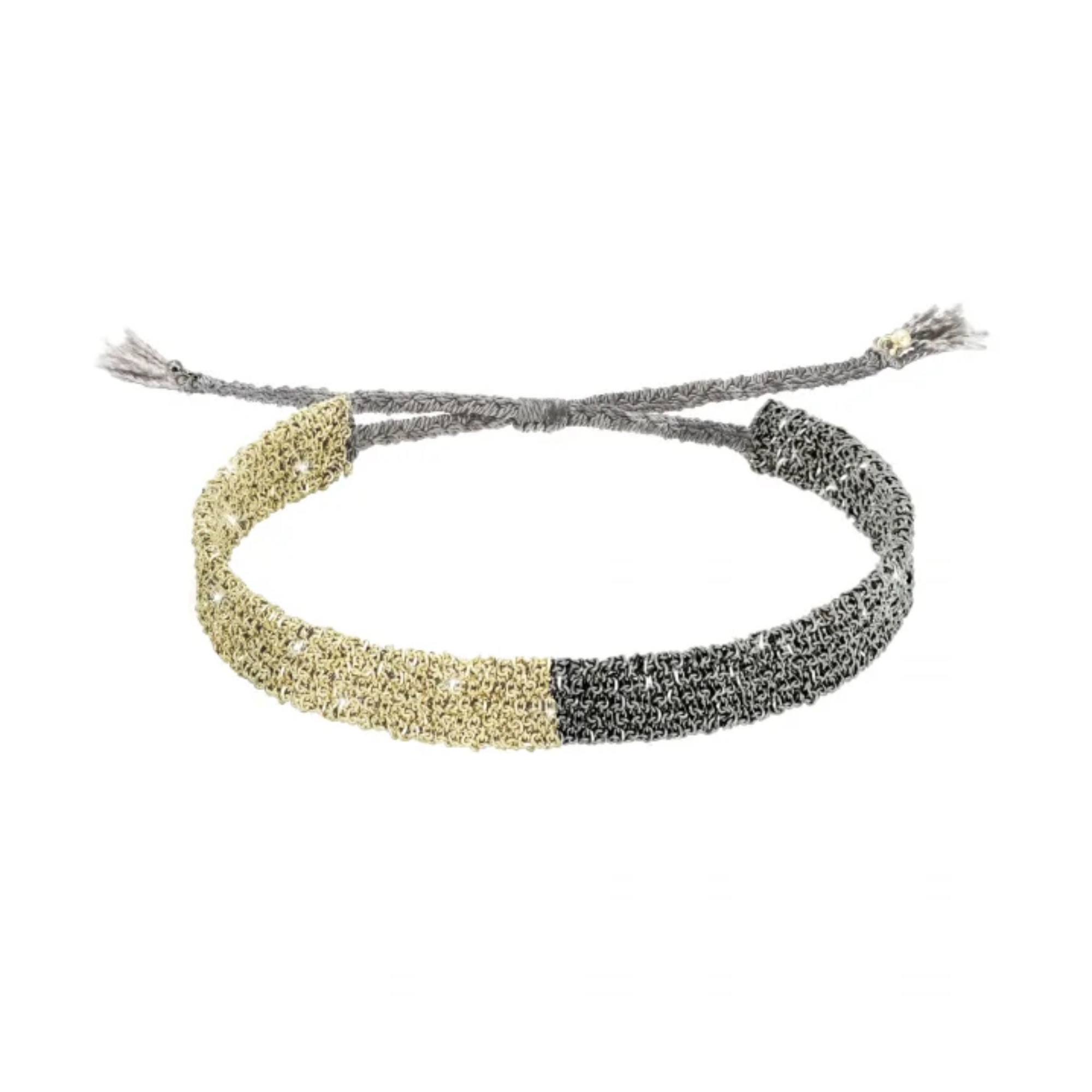 Half Vermeil &amp; Half Ruthenium Woven Chain Bracelet