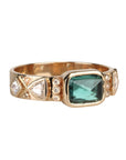 14K & Green Tourmaline "Totem" Ring with Mixed Cut Diamond Details