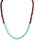 Smaller Turquoise & Wood Beaded Necklace with 14K Accent Beads & Clasp