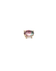 14K & Watermelon Tourmaline Stud Earring with Baguette Diamond Detail