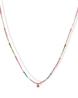 Faceted Watermelon Tourmaline Beaded Necklace with 18K Bezel-Set Pink Sapphire Charm