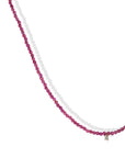 Faceted Ruby Beaded Necklace with 18K Prong-Set Diamond Charm