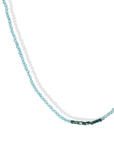 Faceted Apatite Beaded Necklace with Center Faceted Diamond Beaded Station
