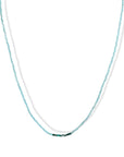 Faceted Apatite Beaded Necklace with Center Faceted Diamond Beaded Station