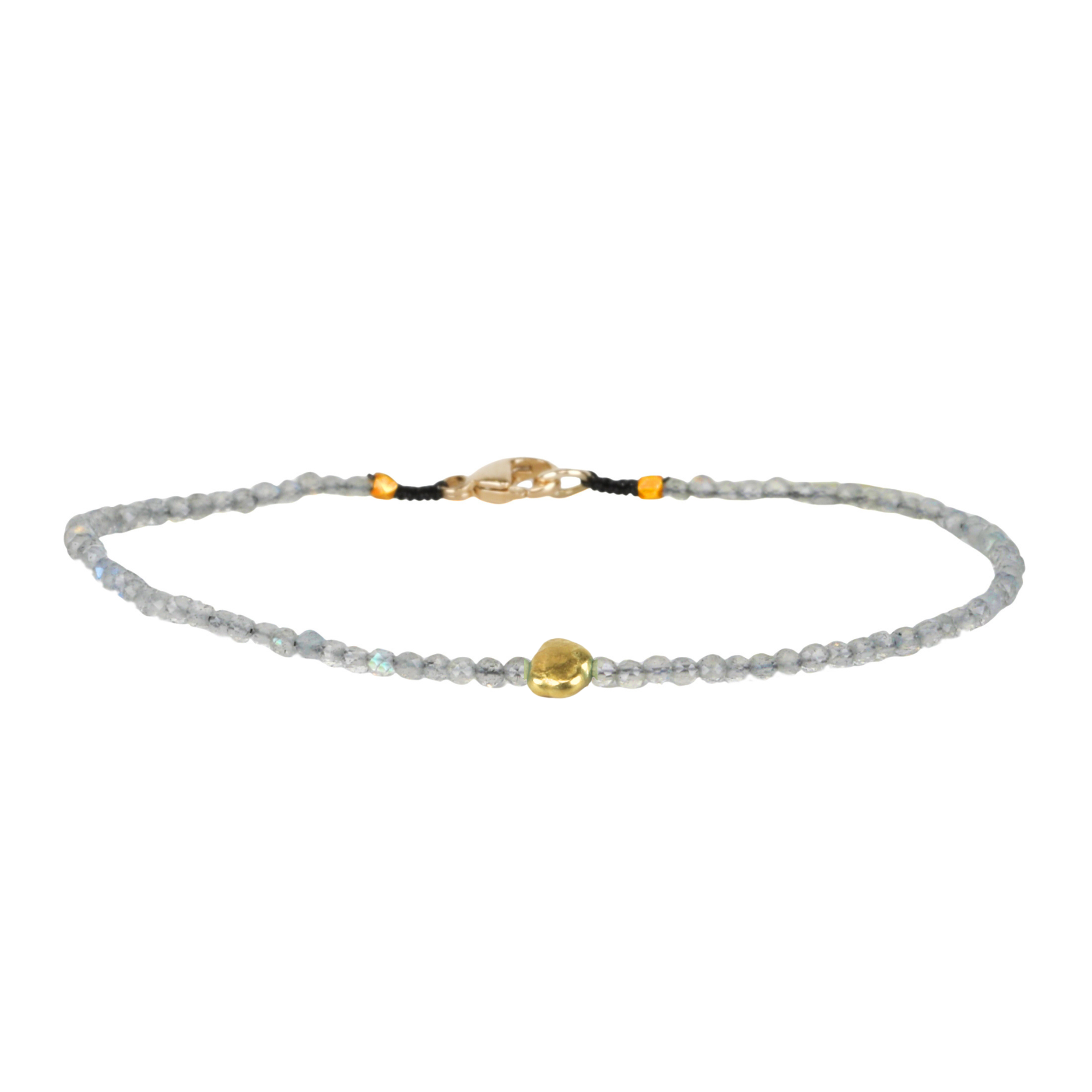 Faceted Labradorite Beaded Bracelet with 18K Organic Bead