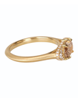 18K "Mariam" Ring with East-West Multi Prong-Set Oval Champagne Diamond with Pave Diamond Side & Hidden Halo