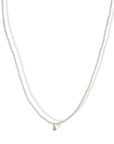 Faceted Rainbow Moonstone Beaded Necklace with 18K Bezel-Set Labradorite Charm