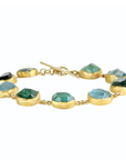22K & 18K Bezel-Set Multi Natural Rough Aquamarine & Green Tourmaline Bracelet