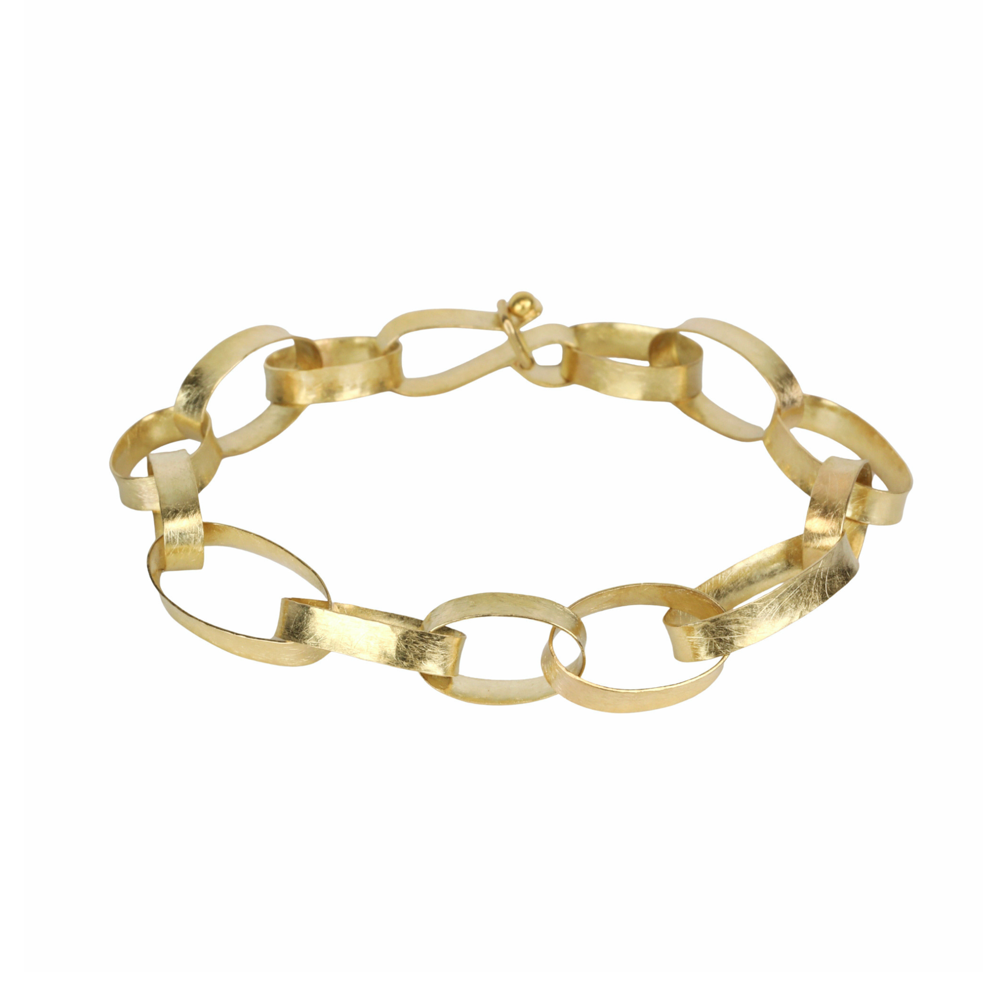 18K Hand Fabricated Oval "Paper Chain" Link Bracelet