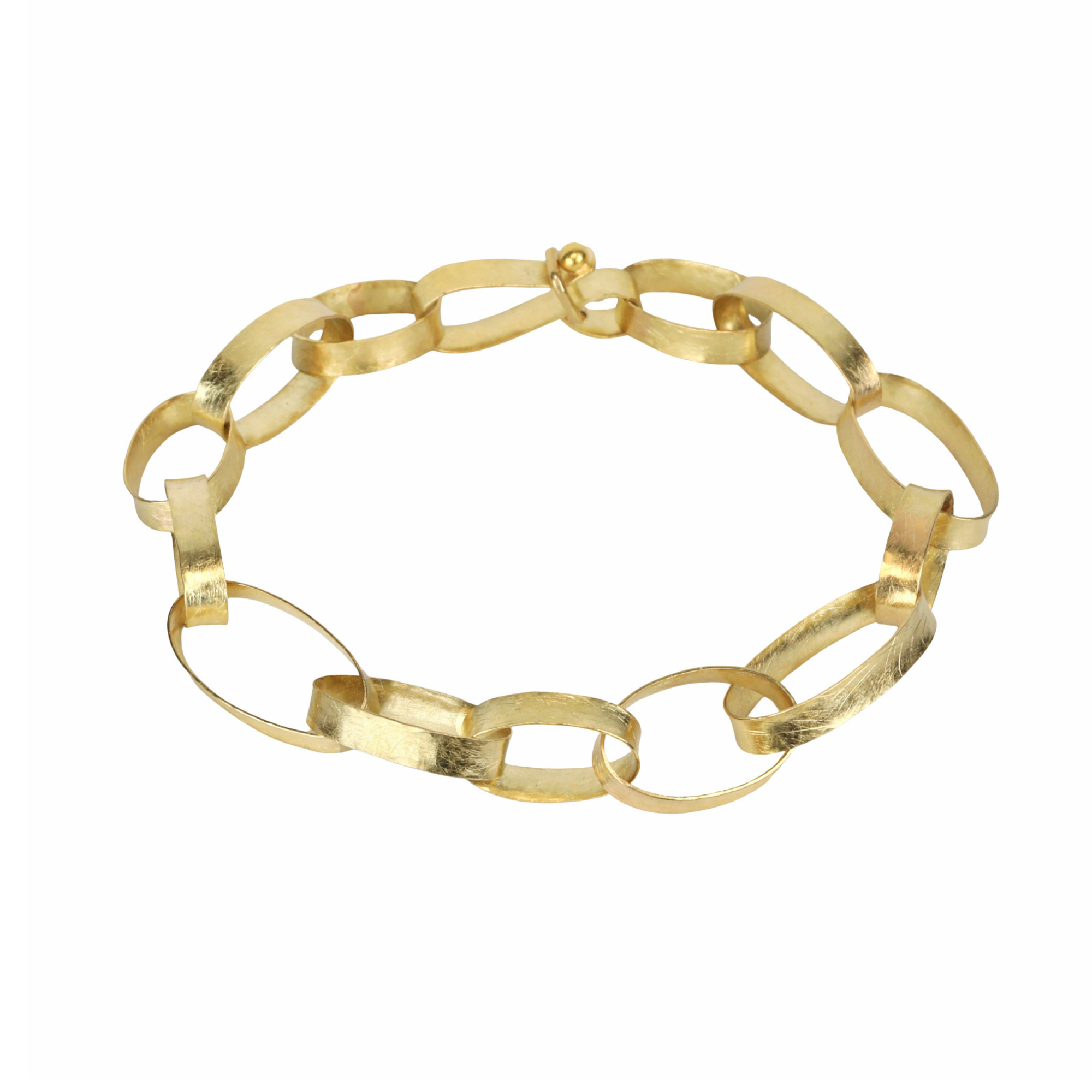 18K Hand Fabricated Oval "Paper Chain" Link Bracelet