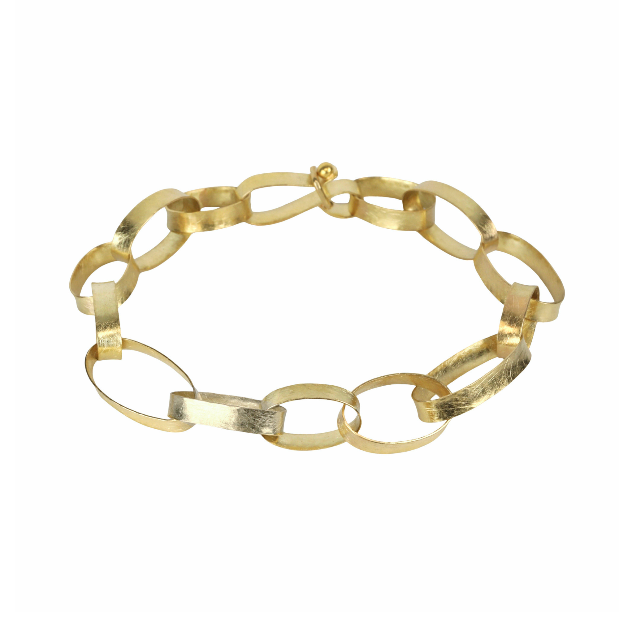 18K Hand Fabricated Oval "Paper Chain" Link Bracelet