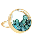 18K "Matiz" Ring with Rose-Cut Tourmaline & Paraiba Tourmaline Round "Shaker"