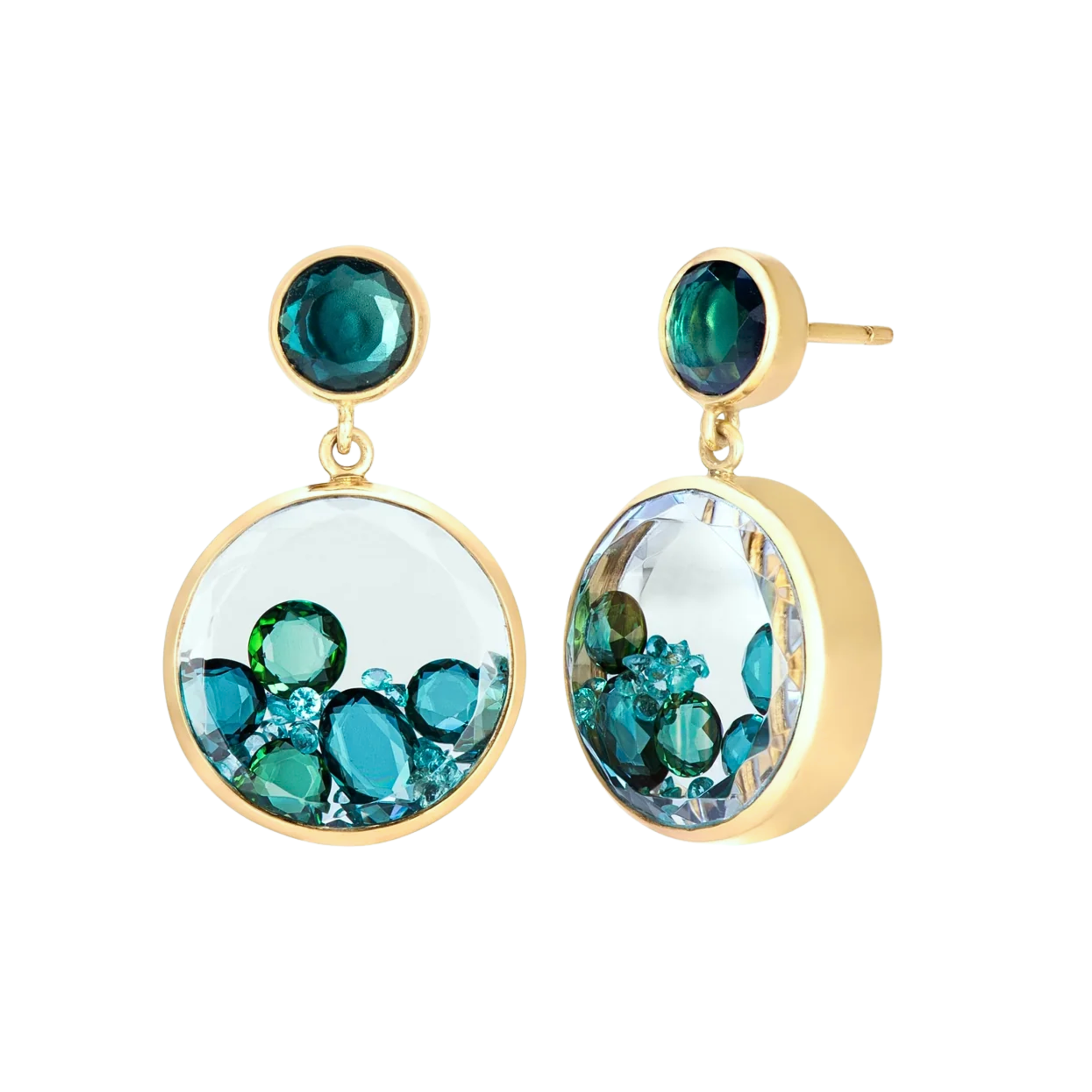 18K &amp; Tourmaline "Matiz" Double Drop "Shaker" Earrings