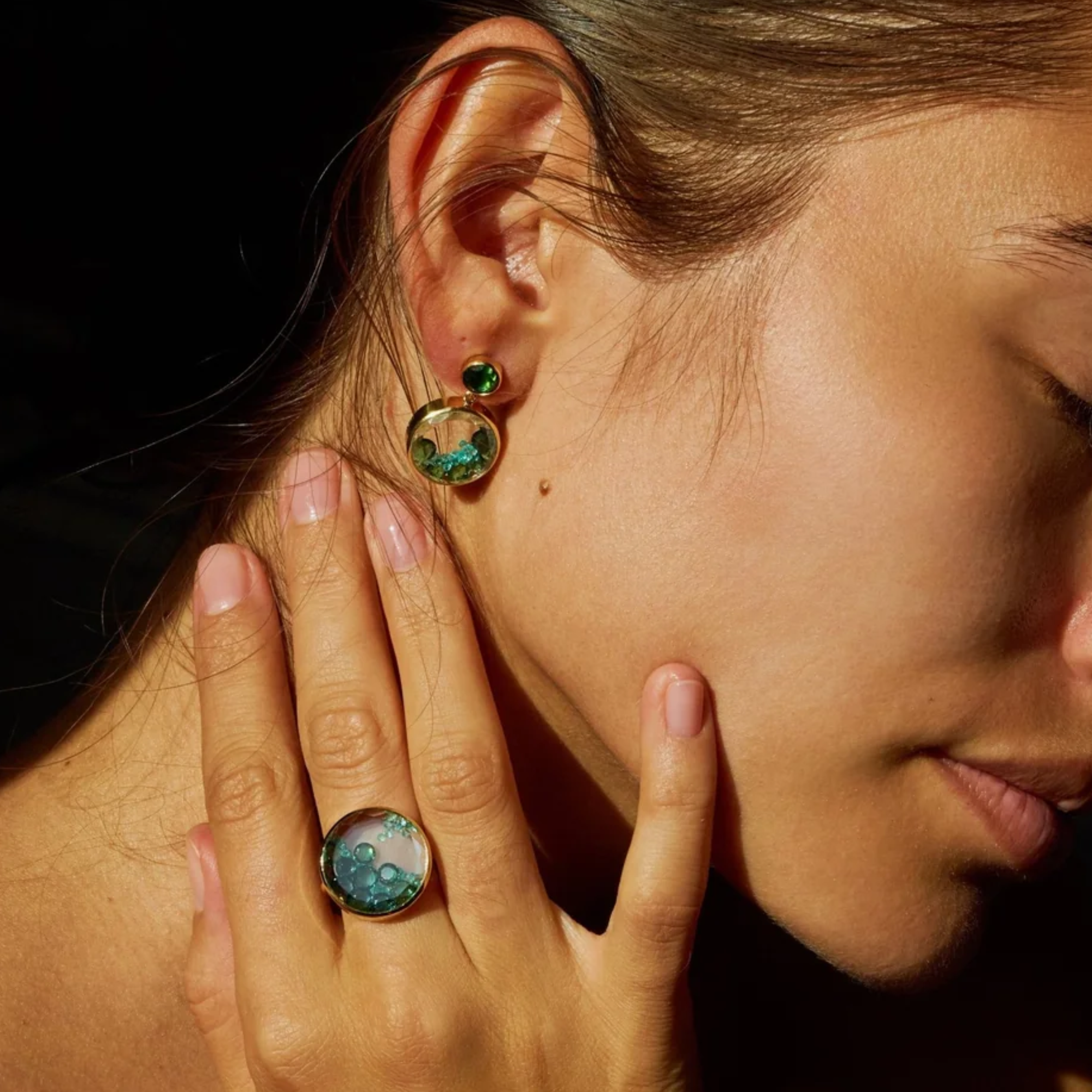 18K &amp; Tourmaline "Matiz" Double Drop "Shaker" Earrings