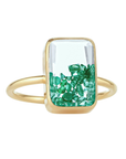 18K Petite "Ten Fourteen" Ring with Emeralds