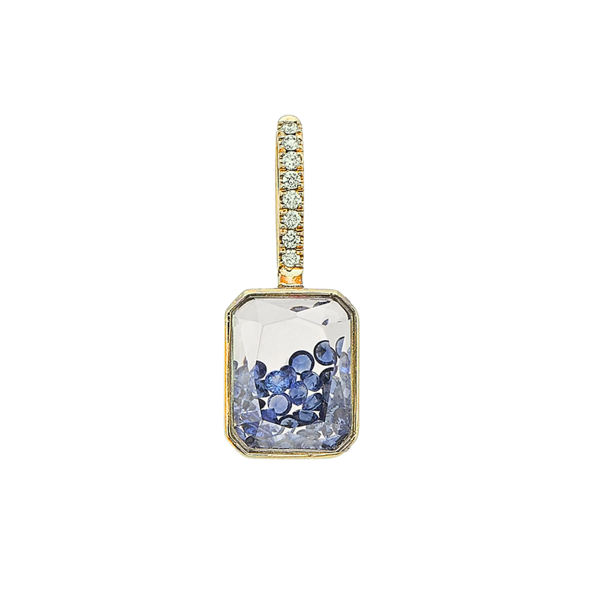 18K "Naipe" Emerald-Cut Charm with Blue Sapphire "Shaker"