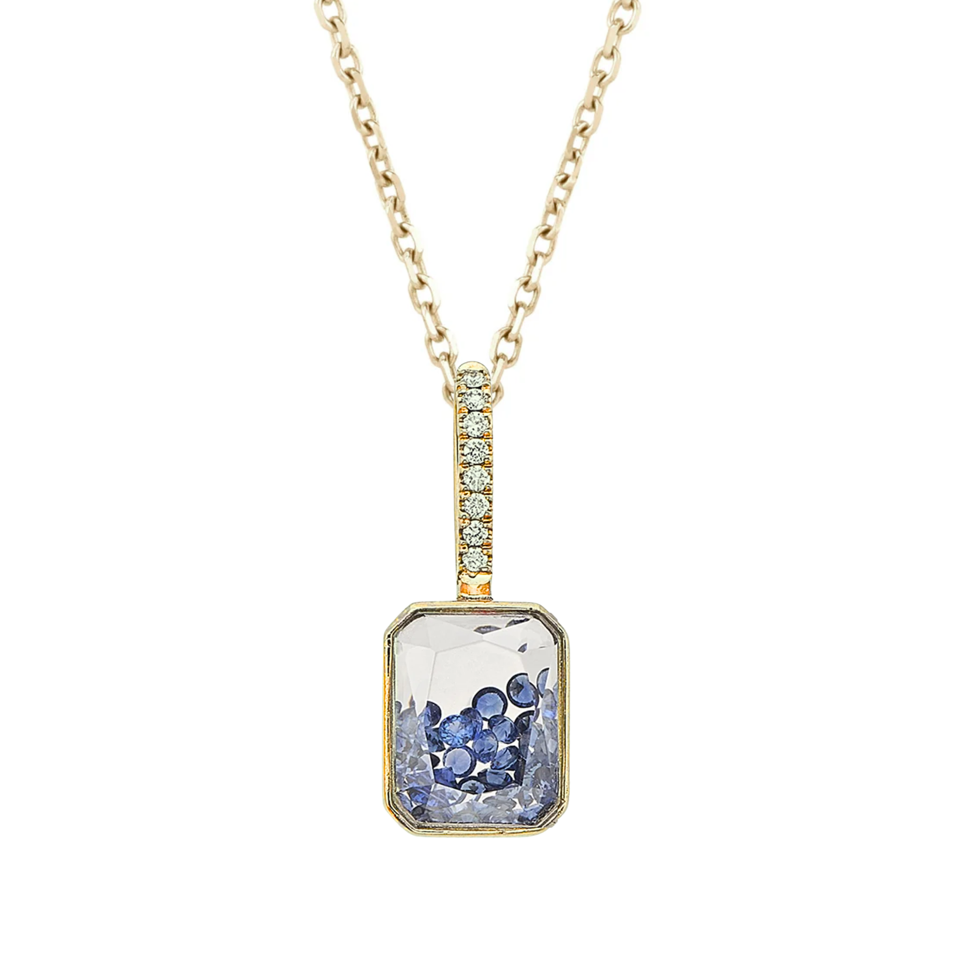 18K "Naipe" Emerald-Cut Charm with Blue Sapphire "Shaker"
