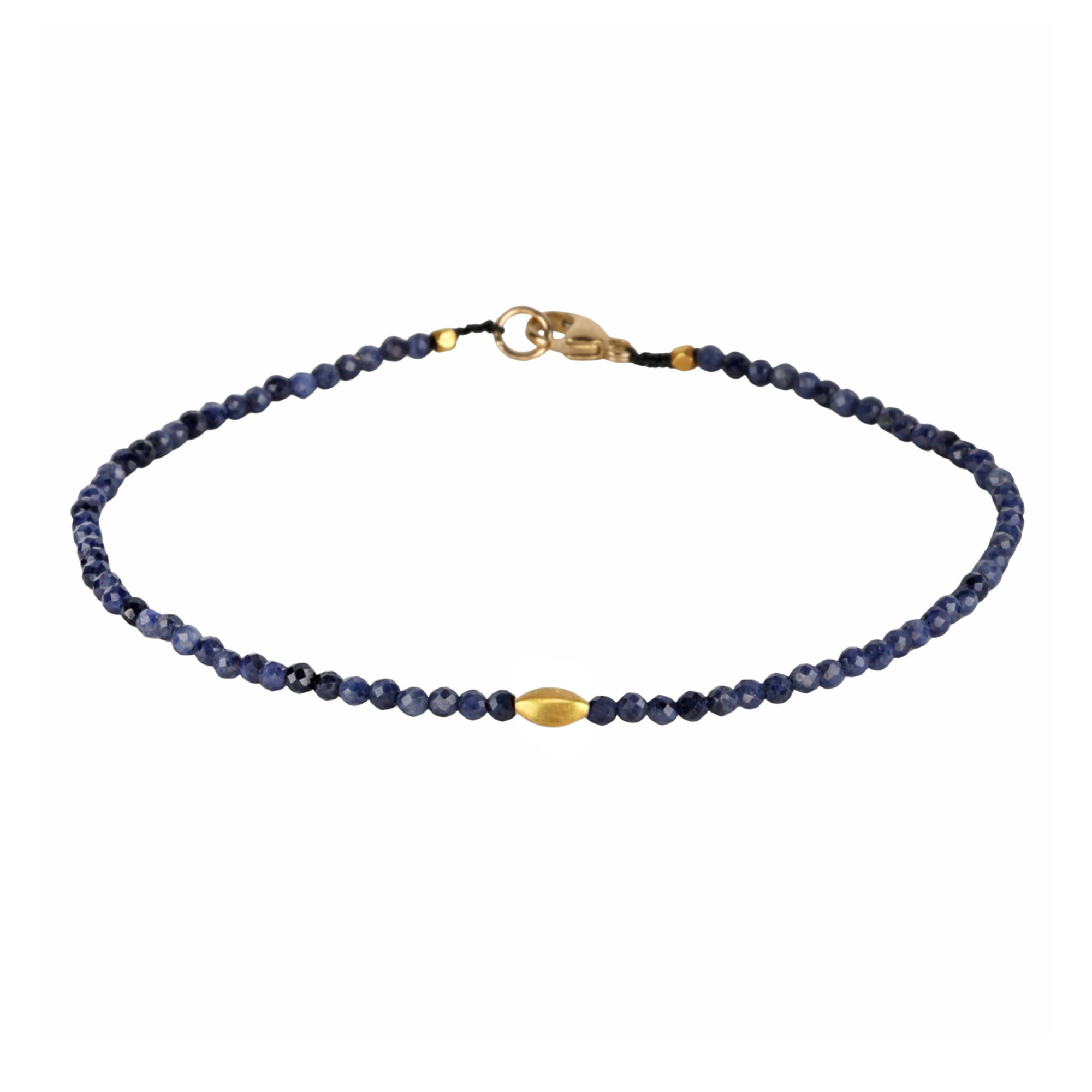 Faceted Sapphire Beaded Bracelet with 18K Marquise Bead