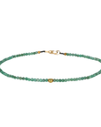 Faceted Emerald Beaded Bracelet with 18K Flattened Round Bead