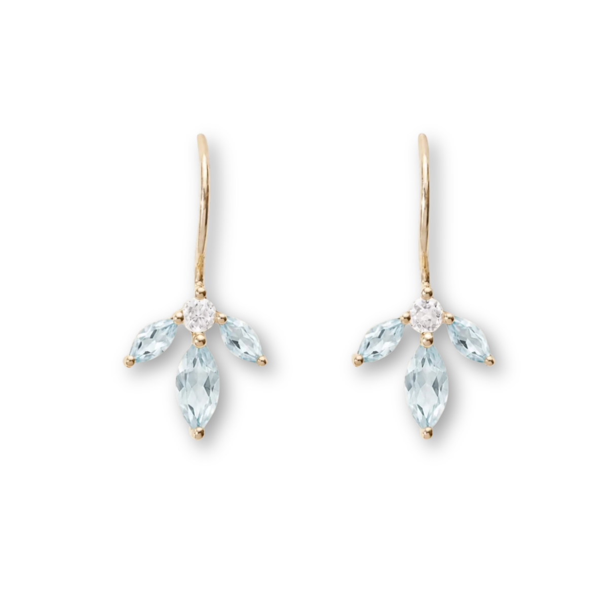 10K &amp; Aquamarine "Almond Blossom" Earrings with Diamonds
