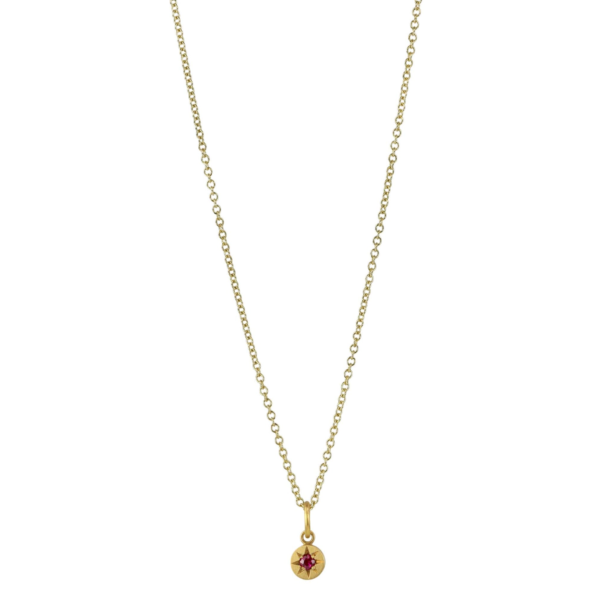 20K Gold Star-Set Ruby &quot;Tablet&quot; Pendant
