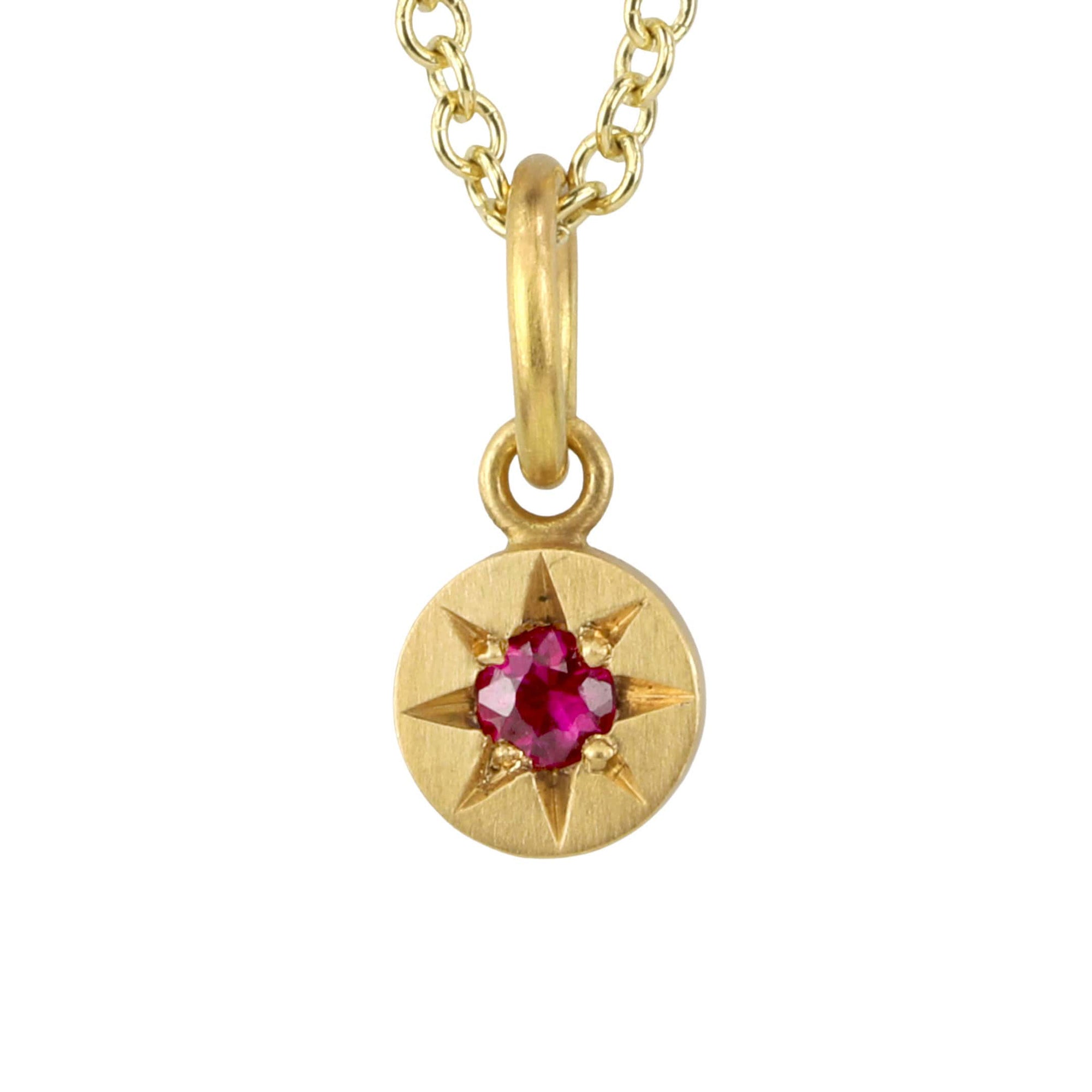 20K Gold Star-Set Ruby &quot;Tablet&quot; Pendant