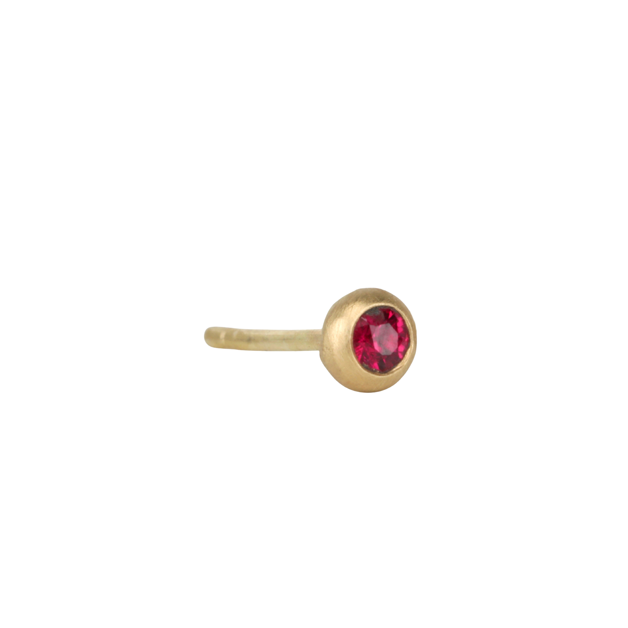 Single 18K Gold Mini Bezel Set Ruby Stud