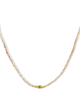 Faceted Ombre Neutral Zircon Beaded Necklace with 18K Rounded Marquise Bead